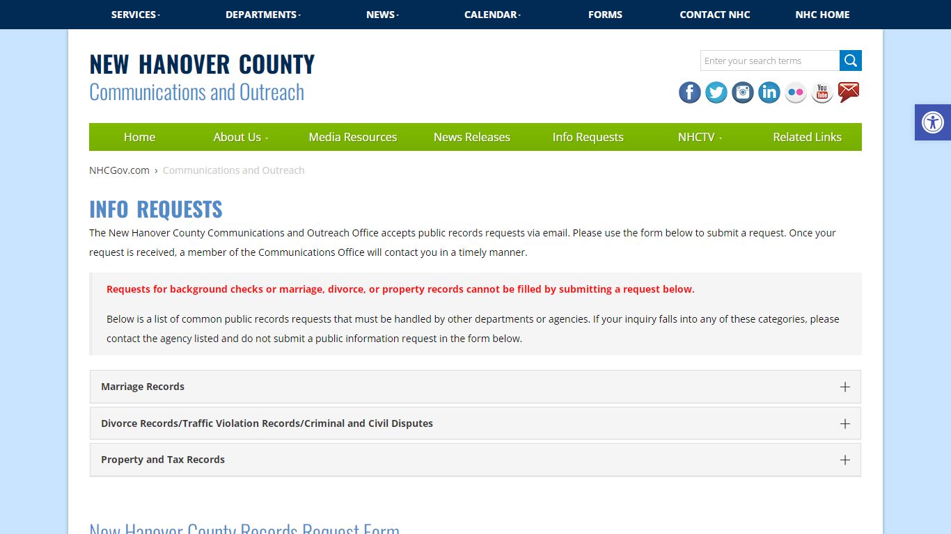 Info Requests - New Hanover County | North Carolina